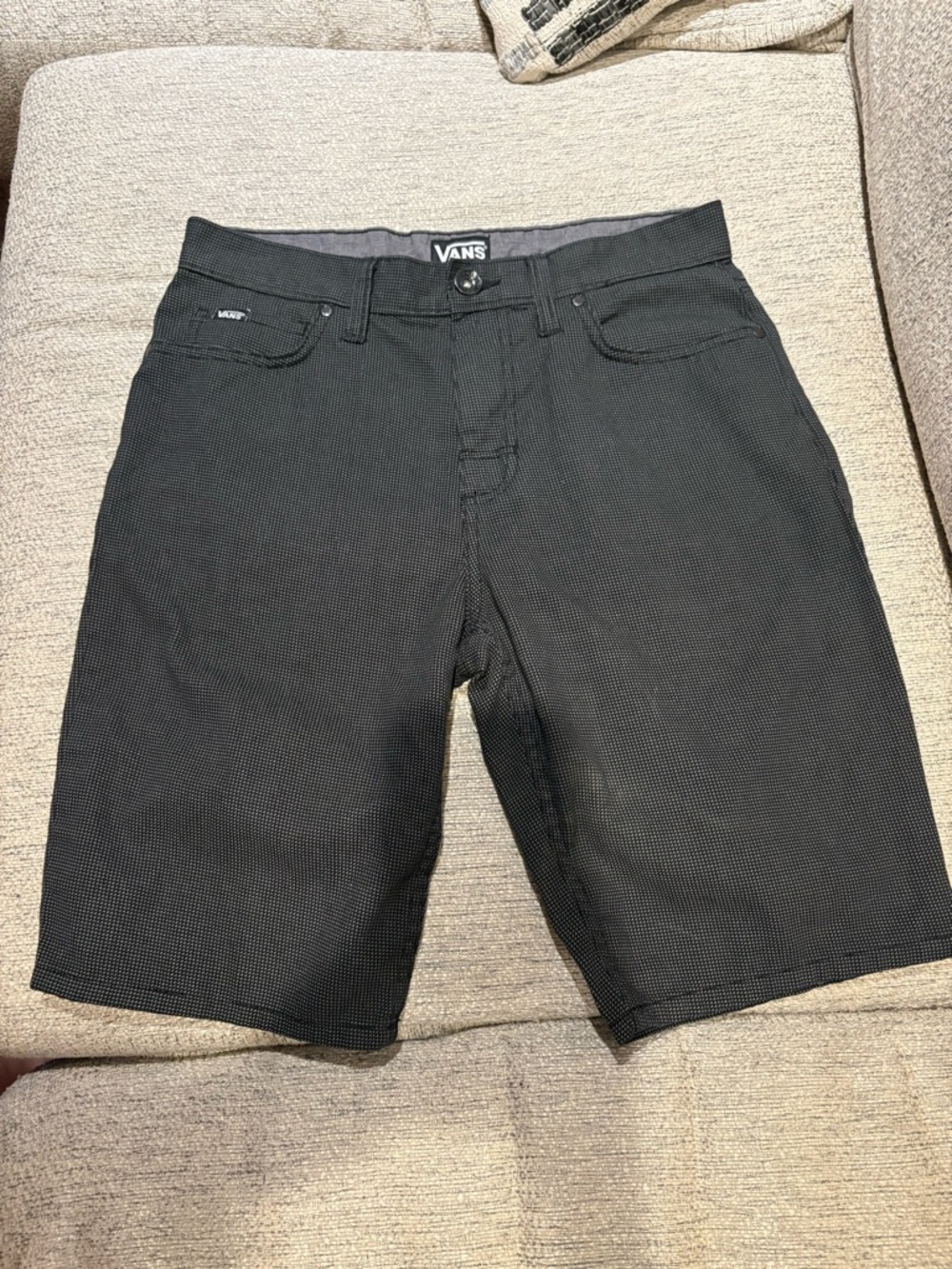 Vans Men's Black Micro-Texture Flat Front Shorts